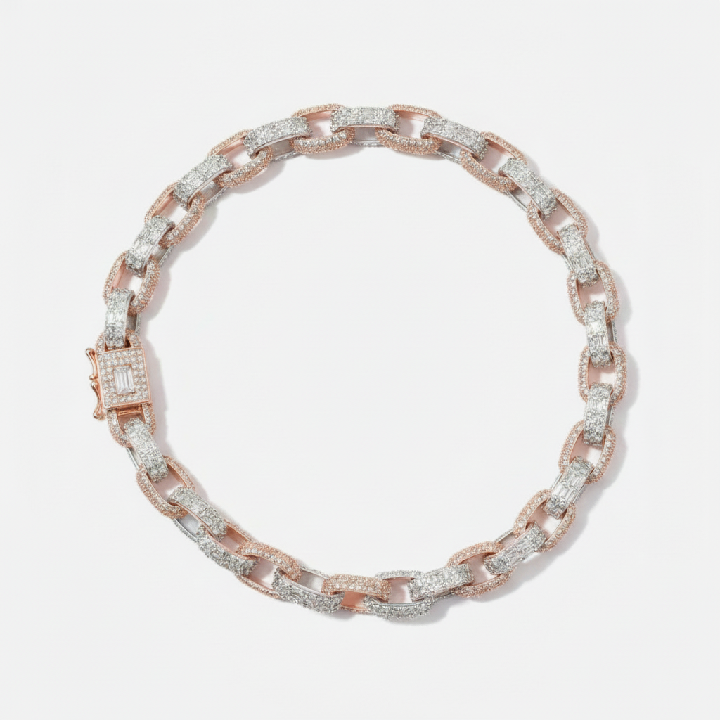 13mm two-tone baguette cuban chain