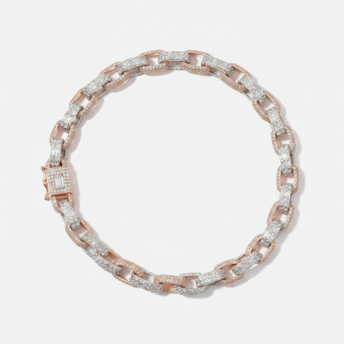 13mm two-tone baguette cuban chain