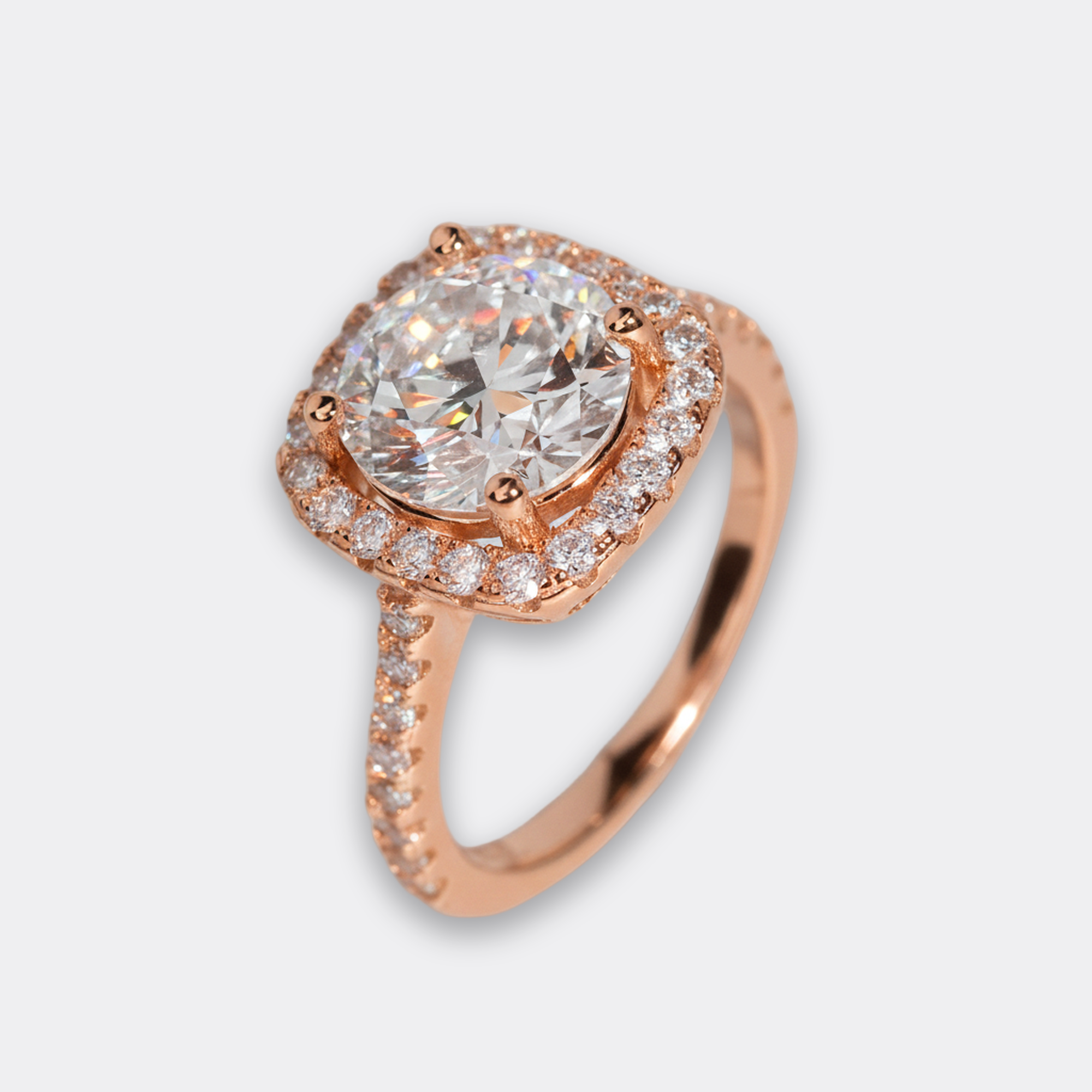 3ct Round Bridal Set in rose gold