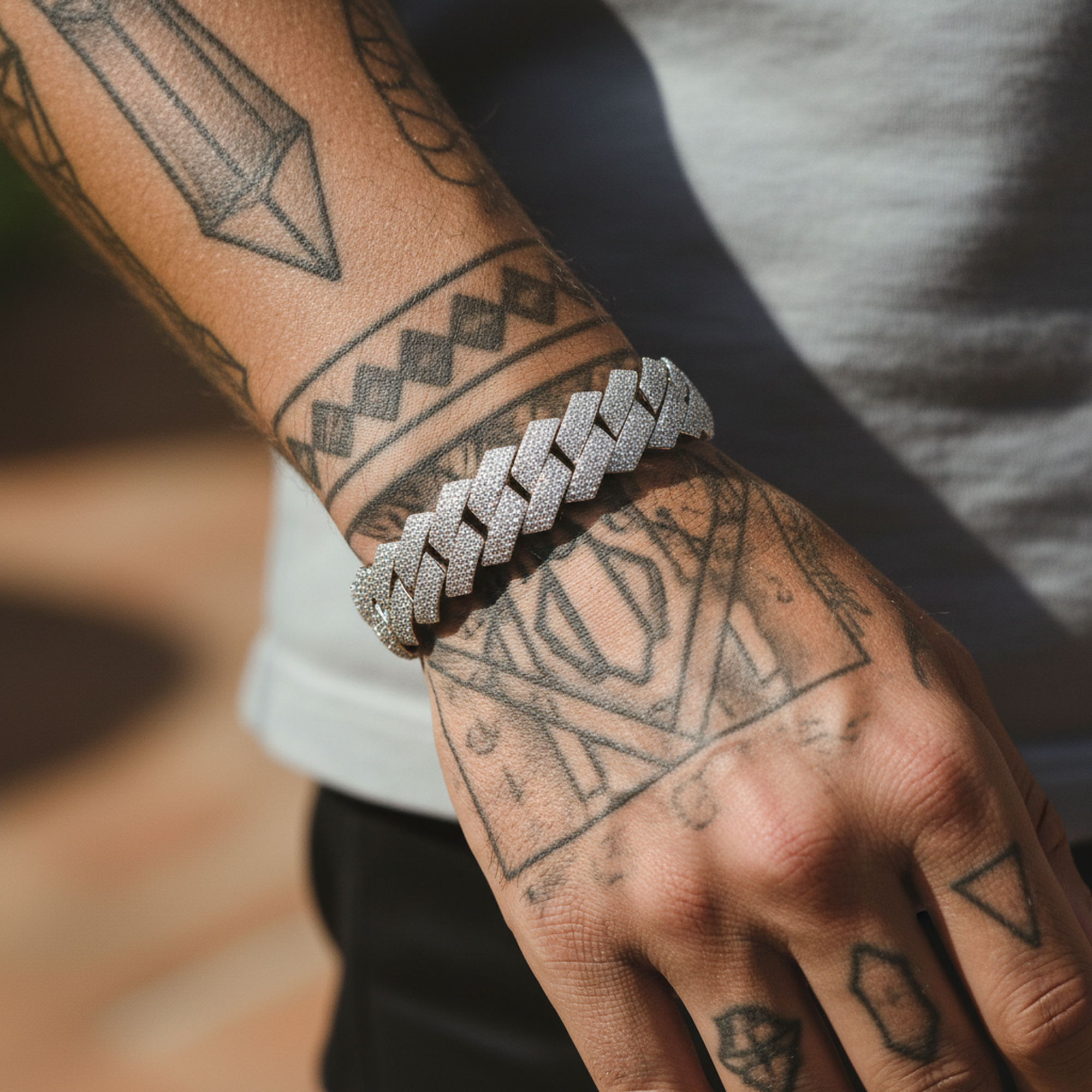 20mm Iced Cuban Bracelet on wrist