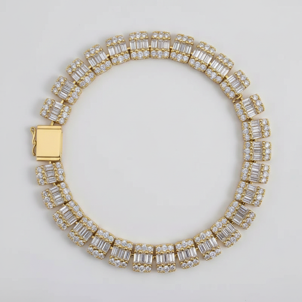8mm Gold Baguette Cuban Chain — Solid Back