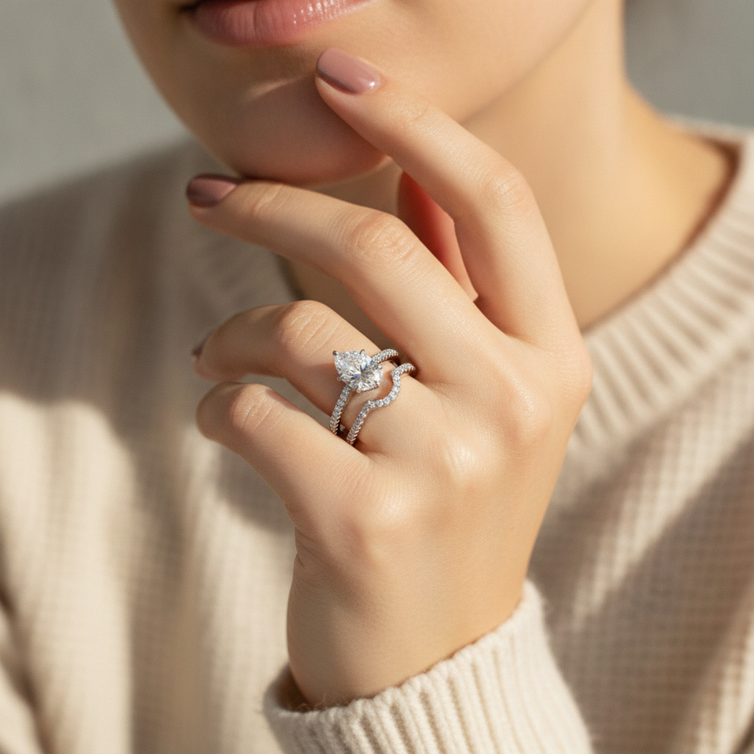 3ct Pear Bridal Set · Rhodium — image 6