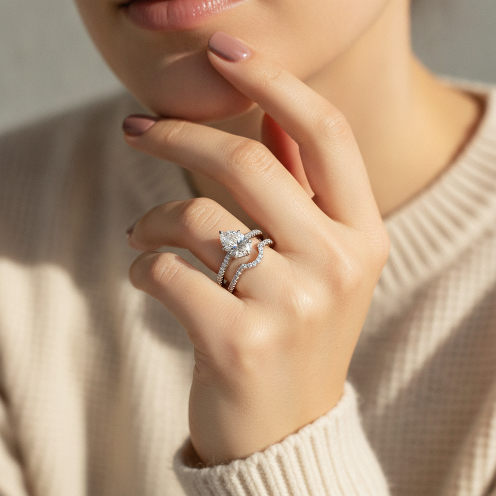 3ct Pear Bridal Set Rhodium on hand